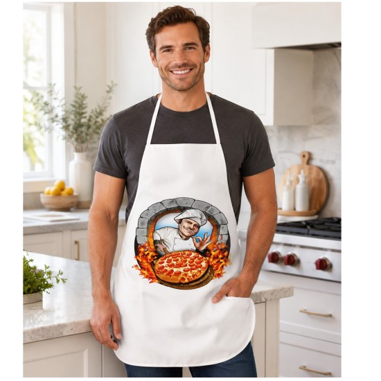 Adult Sublimation Blank Aprons – White Polyester with Pockets – 6 Pack (405)