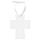 Cross Shape Aluminum 2-Sided Ornament with White Ribbon  