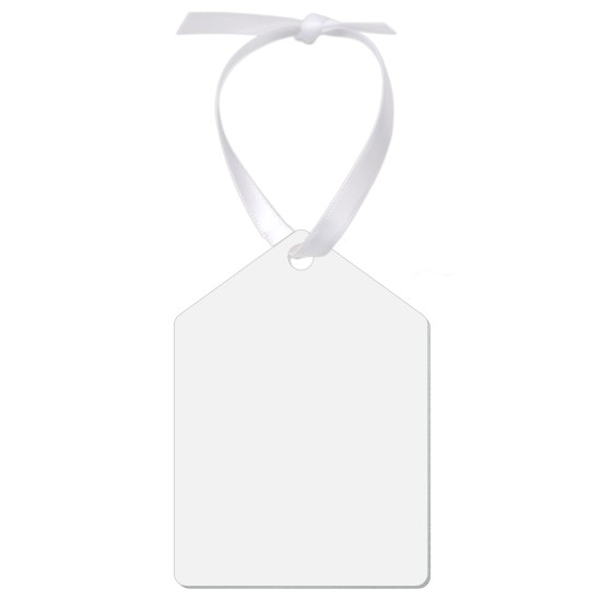 Tag Shape Aluminum 2-Sided Ornament with Ribbon A-6