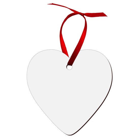 Heart Shape Hardboard Ornament with Red Ribbon  (4868 ) A-6