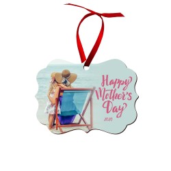 4870 Hardboard Benelux Shape Ornament with Red Ribbon 4870 Hardboard Benelux Shape Ornament with Red Ribbon