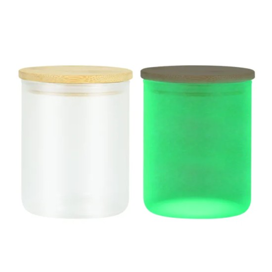 11oz Frosted Texture Glow in the Dark Jar with Bamboo Lid