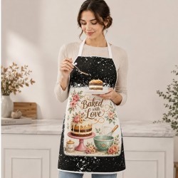Blank Faux Bleach Linen Apron Black (TD-WQAD7072BK)