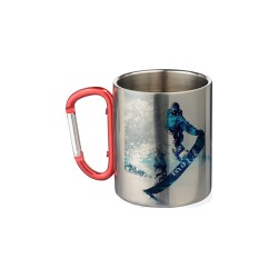 300ml Stainless Steel Mug w/ Red Carabiner Handle Silver 300ml Stainless Steel Mug w/ Red Carabiner Handle Silver