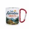10oz Stainless Steel Carabiner Mug – White w/ Red Handle