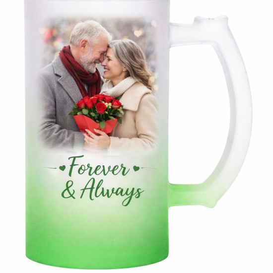 Sublimation 16oz Gradient Frosted Glass Beer Mug Green (GBDC16G)