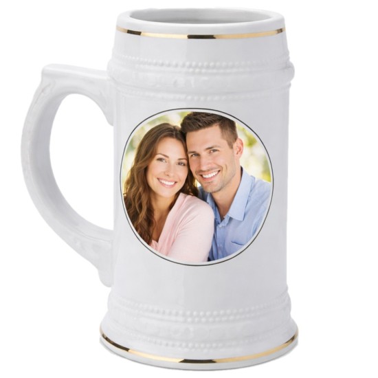 Sublimation Ceramic Beer Stein With Gold Rim 22oz (B922-01) per 2 p/c $19.99