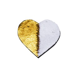 Flip Sequins Adhesive Sublimation Patch Heart Gold/White