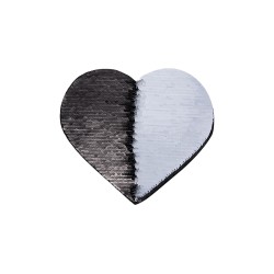 Flip Sequins Adhesive Black Heart Sublimation Patch
