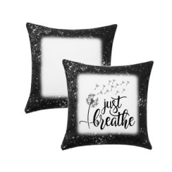 Blank Faux Bleach Linen Pillow Cover Black