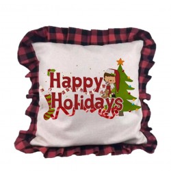 Linen Double Sided Buffalo Plaid Pillow Red/Black Linen Double Sided Buffalo Plaid Pillow Red/Black
