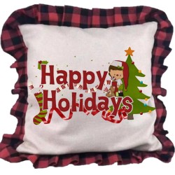 Linen Double Sided Buffalo Plaid Pillow Red/Black Linen Double Sided Buffalo Plaid Pillow Red/Black