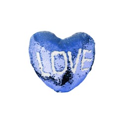 Heart Sequin Pillow Cover Dark Blue w/ White Heart Sequin Pillow Cover Dark Blue w/ White
