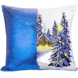 Sequin Sublimation Pillow Cover Dark Blue/White Sequin Sublimation Pillow Cover Dark Blue/White