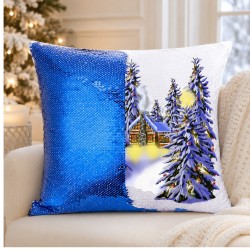 Sublimation Flip Sequin Pillow Cover – Dark Blue & White (BZLP4040DB-W )