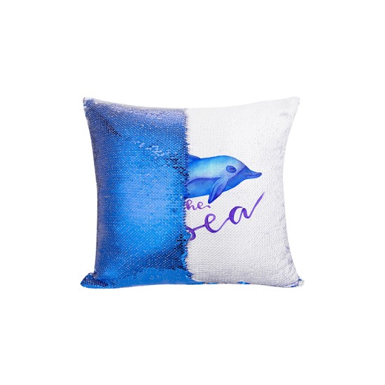 Flip Sequin Double-Sided Pillow Cover (Dark Blue/White) (BZLP4040DB-W) J-9