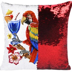 Flip Sequin Double-Sided Pillow Cover Red/Silver Flip Sequin Double-Sided Pillow Cover Red/Silver