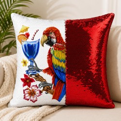 Flip Sequin Double-Sided Pillow Cover – Red/Silver (BZLP4040R )