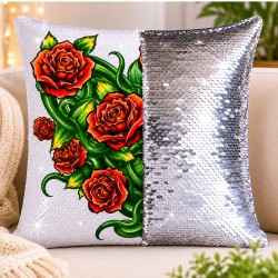 Flip Sequin Double-Sided Pillow Cover White/Silver (BZLP4040W)