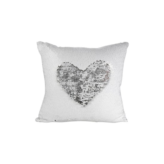 Flip Sequin Double-Sided Pillow Cover (White/Silver) (BZLP4040W) J-9