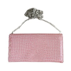 P/U LEATHER EEL SKIN CLUTCH BAG PINK