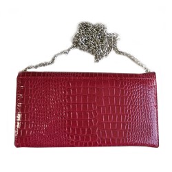 P/U LEATHER EEL SKIN CLUTCH BAG RED