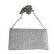 P/U LEATHER EEL SKIN CLUTCH BAG (w/ Removable Chain Strap) (SILVER)  I-3