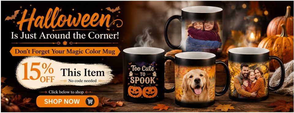 Halloween sale banner for 11oz black magic color changing mug