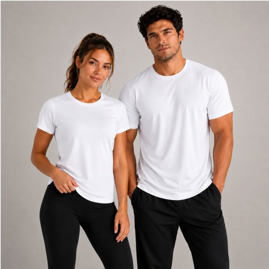 White Lightweight Performance Polyester T-Shirt – Small