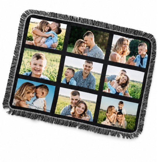 9-Panel Sublimation Photo Plush Throw Blanket – 39.4" x 59"