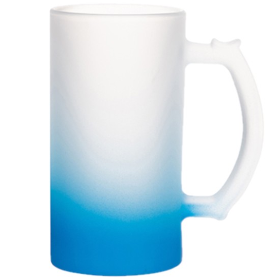 Sublimation 16oz  Gradient Frosted Glass Beer Mug Blue (GBDC16B)