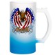 16OZ GRADIENT COLOR FROSTED DRINKING GLASS BEER MUG (BLUE) ( GBDC16B )  FL-7