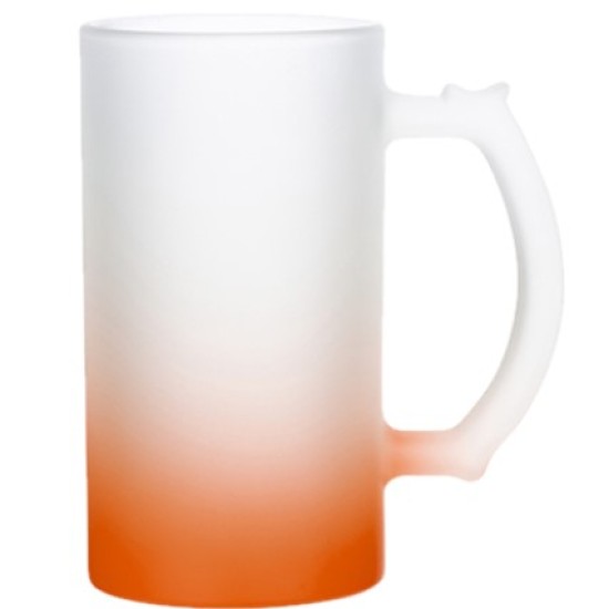  16oz Gradient Color Frosted Drinking Glass Beer Mug  ( ORANGE ) GBDC16O   (FL-7)