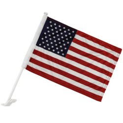 CAR FLAG DOUBLE SIDED WHITE POLYESTER  12"X 15"