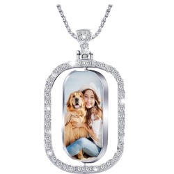 Rhinestone Spinning ID Sublimation Blank Necklace Rhinestone Spinning ID Sublimation Blank Necklace