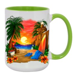 15oz Inner Rim Color Sublimation Mug Light green 15oz Inner Rim Color Sublimation Mug Light green