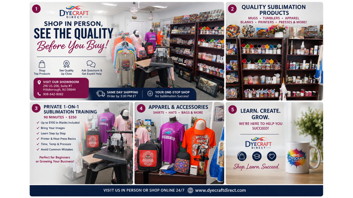 Shop In Person, See the Quality Before You Buy at DyeCraft Direct
