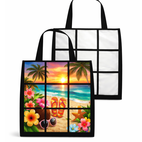 Sublimation 9 Panel Plush Tote Bag – Custom Photo & Design Bag (PTB01)