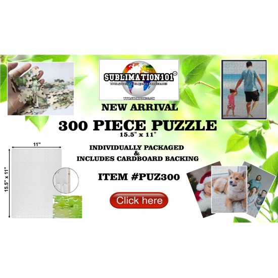 Glossy White Sublimation 300 Piece Puzzle 11'' x 15.50''  H-4 