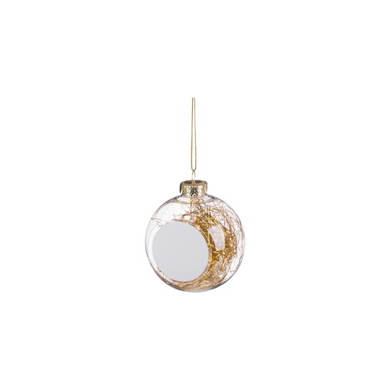 8cm Plastic Christmas Ball Ornament w/ GOLD String (Clear) (SDC8-GR) D-7 sub101