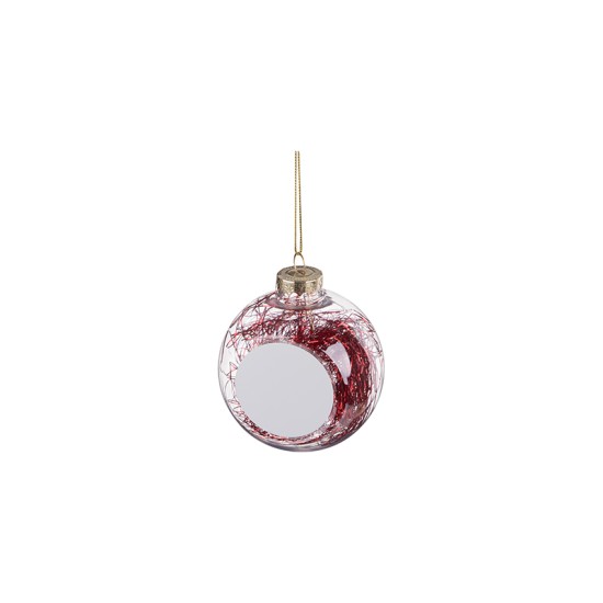 8cm Plastic Christmas Ball Ornament w/ Red String (Clear) (SDC8-RD) D-7 sub101