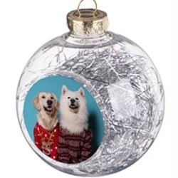 Clear Sublimation Christmas Ball Ornament Silver