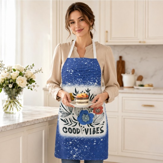Blank Faux Bleach Linen Apron Blue (TD-WQAD7072BL)