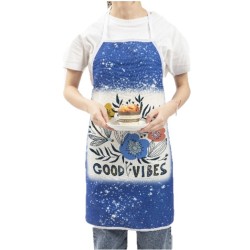 Blank Faux Bleach Linen Apron Blue Blank Faux Bleach Linen Apron Blue