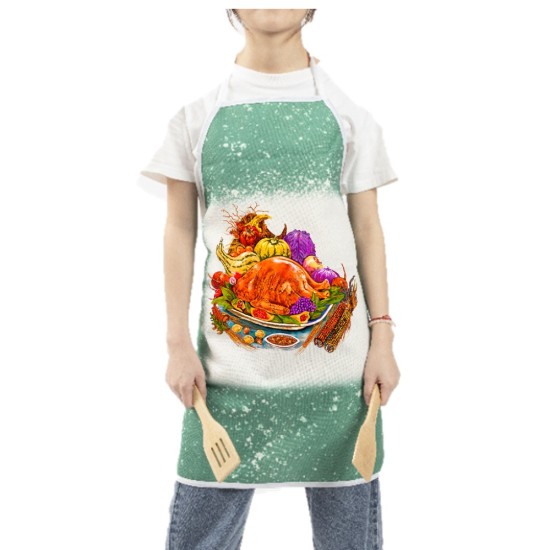 DyecraftDirect Blank Faux Bleach Poly-Linen Apron  (Green ) TD-WQAD7072GR