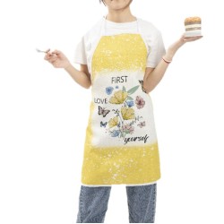 Blank Faux Bleach Linen Apron ( Yellow Blank Faux Bleach Linen Apron ( Yellow