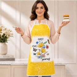 Blank Faux Bleach Linen Apron Yellow (TD-WQAD7072YL)