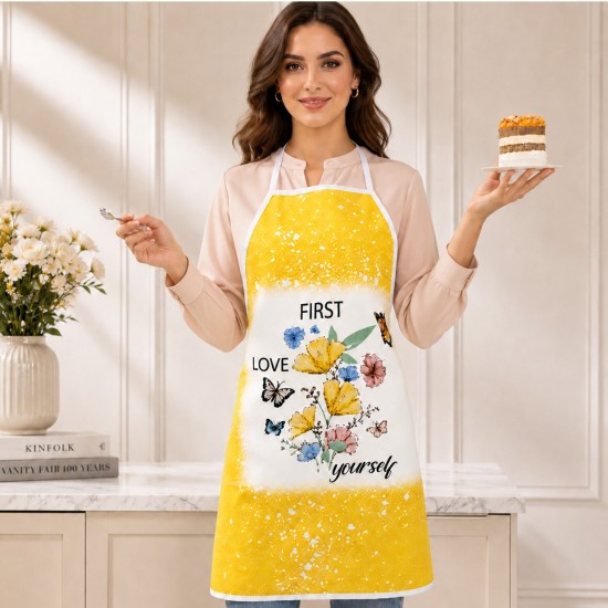 Blank Faux Bleach Linen Apron Yellow (TD-WQAD7072YL)