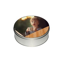 Round Silver Metal Tin Round Silver Metal Tin