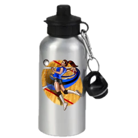 600ml Aluminium Water Bottle with Two Caps Silver (WB-AL600ST-1) FL-8